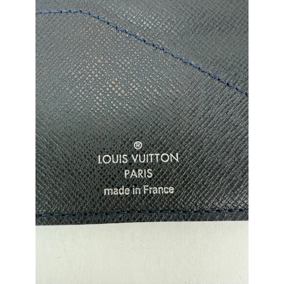 LOUIS VUITTON Taiga Brazza Long Bifold Dark Blue Leather Wallet - Picture 7 of 9